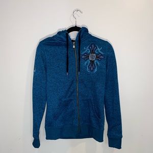 Blue fur lined hood Harley-Davidson jacket